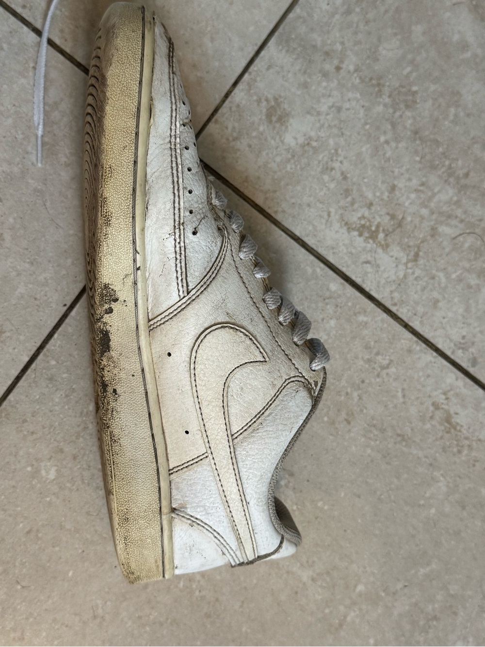 Nike White Leather Low-Top Sneaker with Ivory Sole